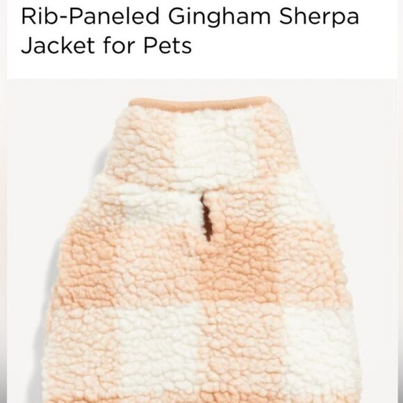 Rib-Panel Gingham Sherpa Pet Jacket - Picture 7 of 8